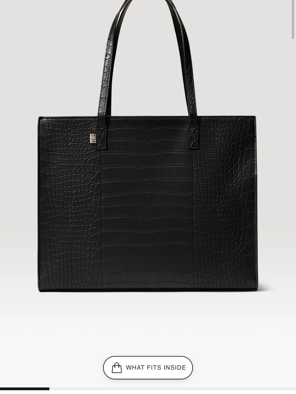 Beis The Large Work Tote in Black Croc